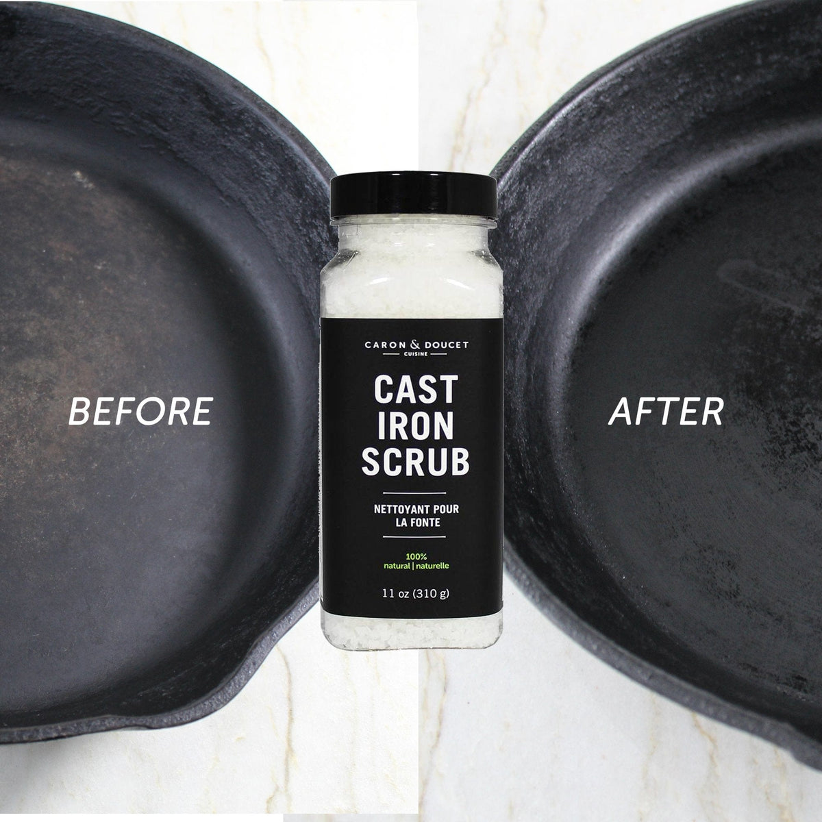 Culina Supreme Cast Iron Care Set: Restoring Scrub, Cleaning Soap & Conditioning Oil | Best for Cleaning Care, Washing & Restoring | 100% Plant-Based