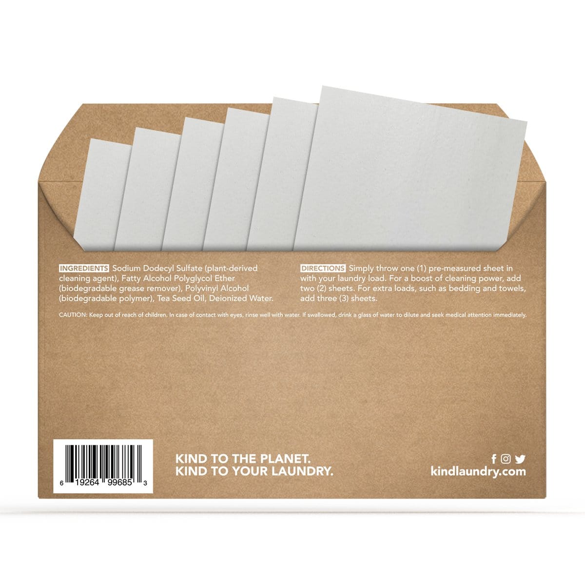 Laundry Soap Sheets (Travel Size) - Fragrance Free (6 Loads) | Kind Laundry 1 Pack