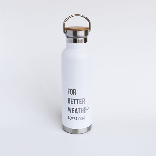 Water Bottle w/ Bamboo Lid - 20 oz. | White