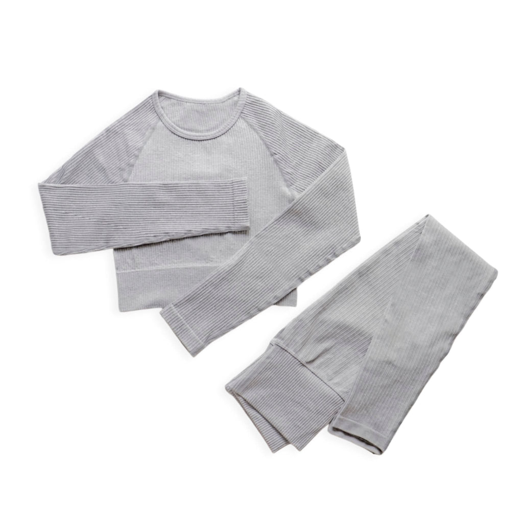 Neutral-Tone Ribbed Athleisure / Yoga Sets - by Heralane Leisure